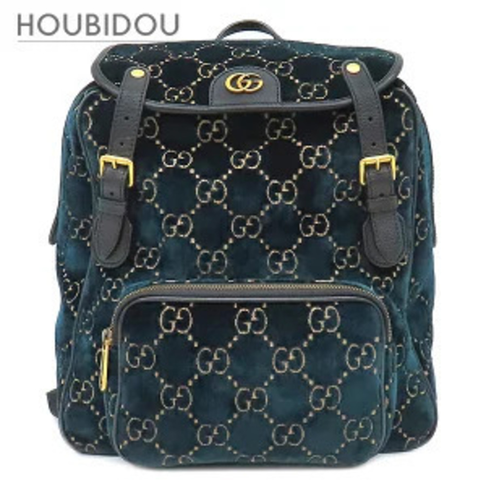 Gucci GG Velvet Backpack Leather Blue